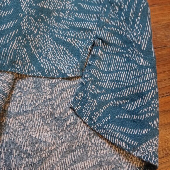 SIGRID OLSEN 100% linen teal printed button down shirt (L) - Picture 6 of 12